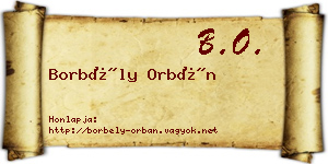 Borbély Orbán névjegykártya
